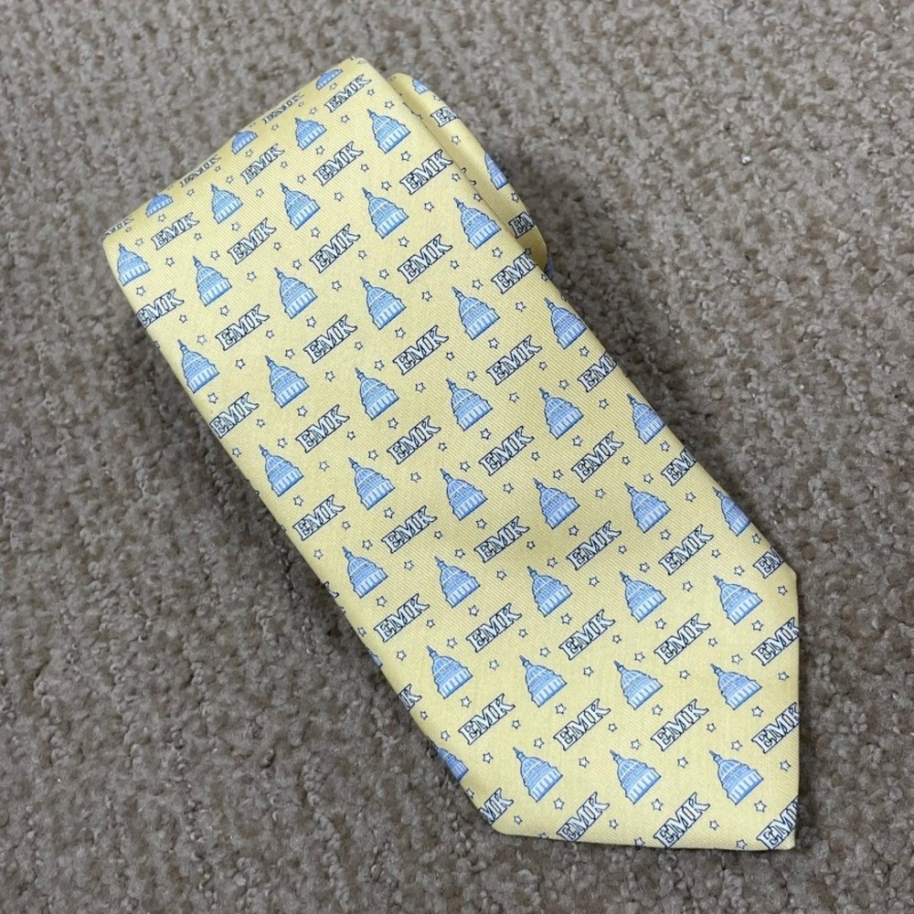 Vineyard Vines Tie Men‎ OS Yellow Americana EMK Institute Capitol Dome Silk